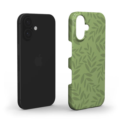 Designer Phone Case – Stylish Olive Green Leaf Snap Cover