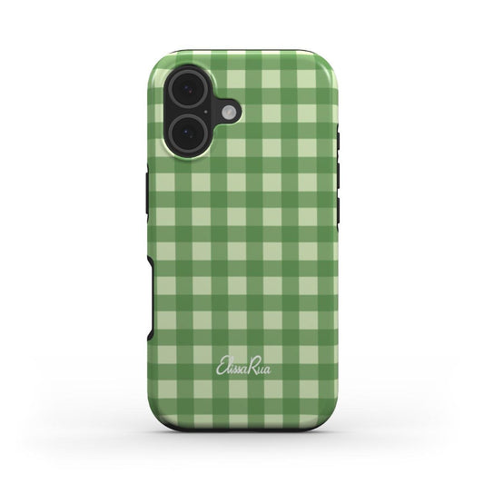 Green Gingham – MagSafe Tough Phone Case | Classic Check Pattern