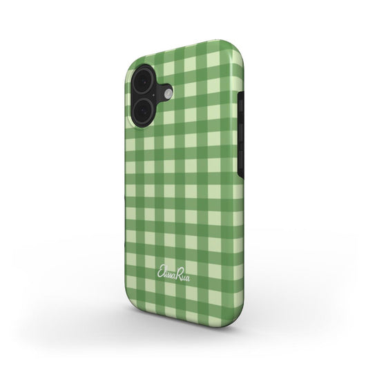 Green Gingham – MagSafe Tough Phone Case | Classic Check Pattern