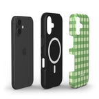 Green Gingham – MagSafe Tough Phone Case | Classic Check Pattern