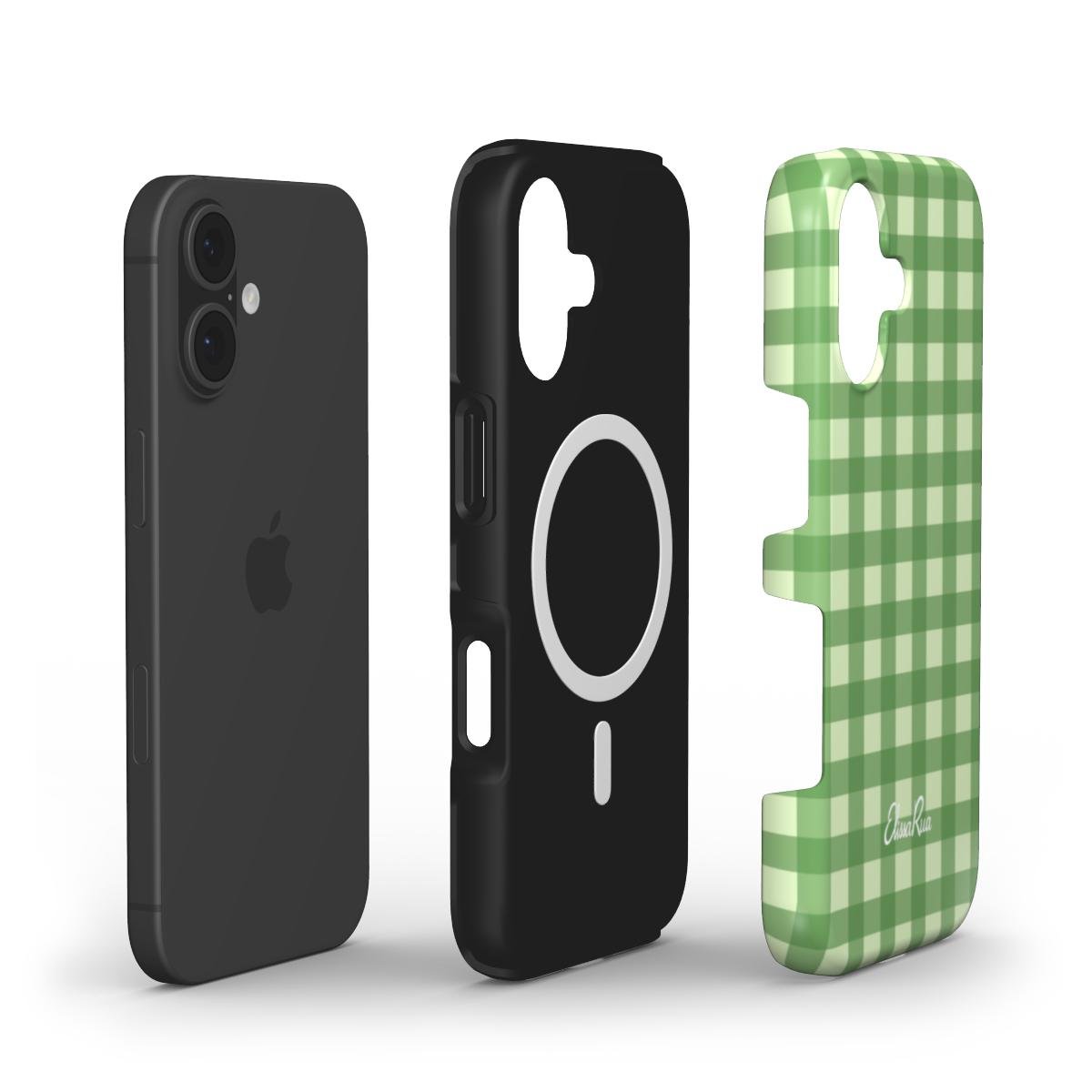 Green Gingham – MagSafe Tough Phone Case | Classic Check Pattern