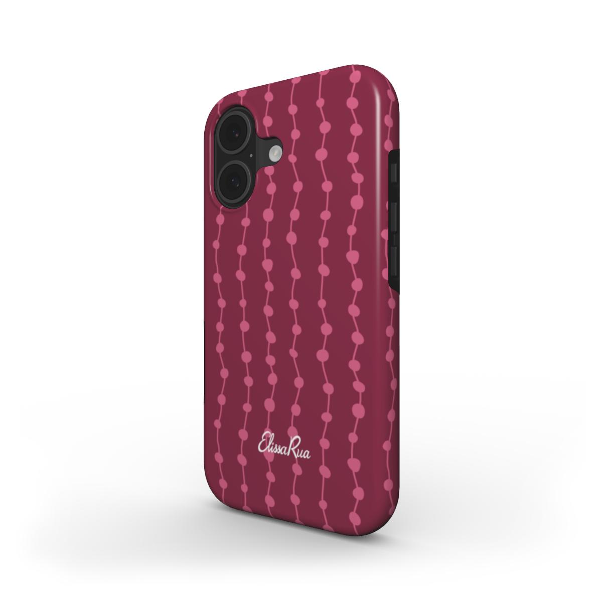 Cherry & Pink Stripe – MagSafe Tough Phone Case | Elissa Rua