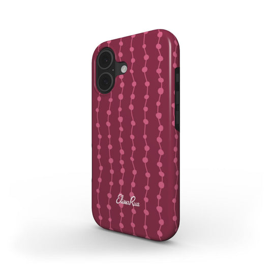 Cherry & Pink Stripe – MagSafe Tough Phone Case | Elissa Rua