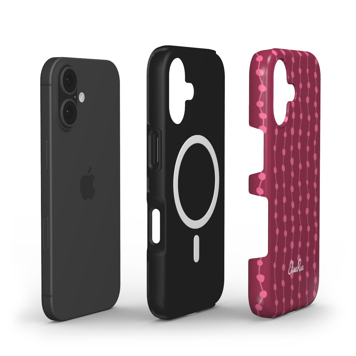 Cherry & Pink Stripe – MagSafe Tough Phone Case | Elissa Rua