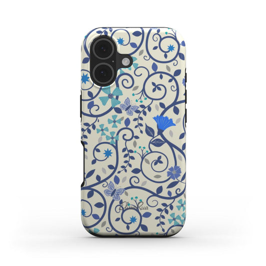 Blue Floral Swirl – MagSafe Tough Phone Case | Elissa Rua
