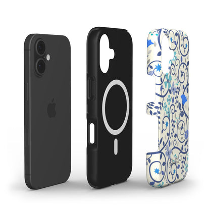 Blue Floral Swirl – MagSafe Tough Phone Case | Elissa Rua
