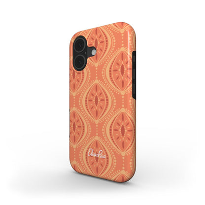 Boho Orange Geometric Pattern – MagSafe Tough Phone Case | Elissa Rua