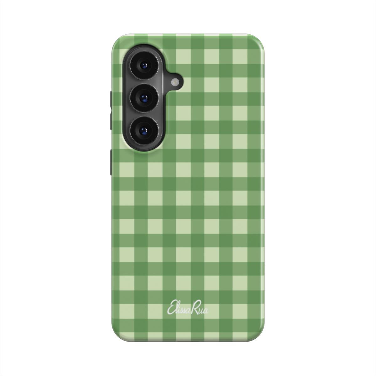 Green Gingham – Magnetic Tough Phone Case | Classic Check Pattern