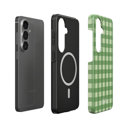 Green Gingham – Magnetic Tough Phone Case | Classic Check Pattern