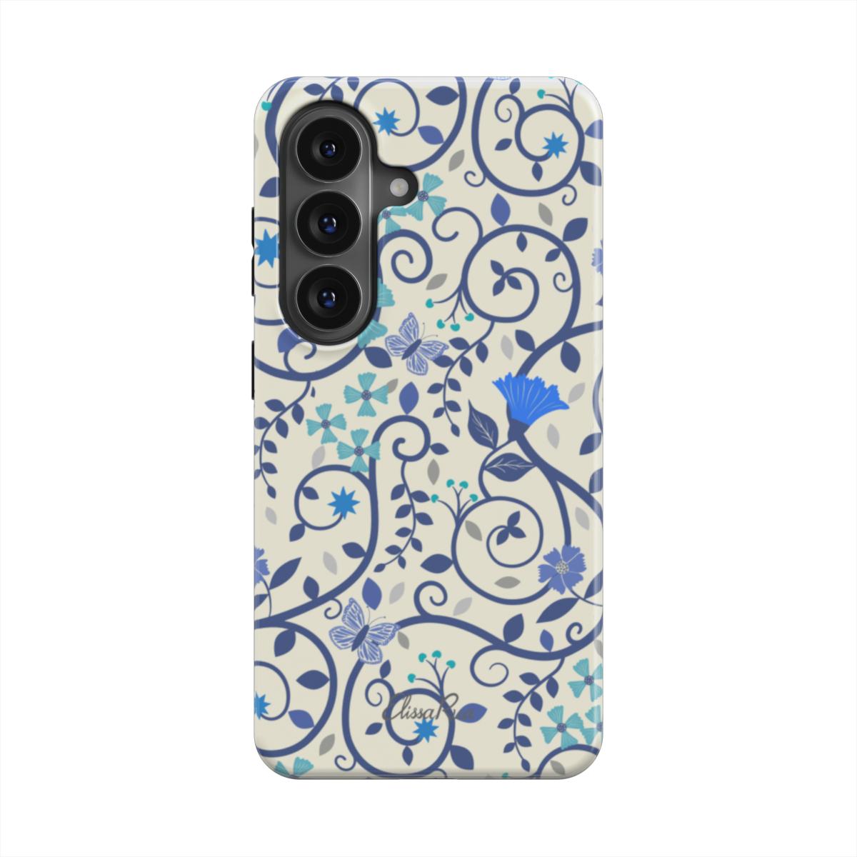 Blue Floral Swirl – Magnetic Tough Phone Case | Elissa Rua