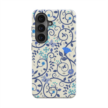Blue Floral Swirl – Magnetic Tough Phone Case | Elissa Rua