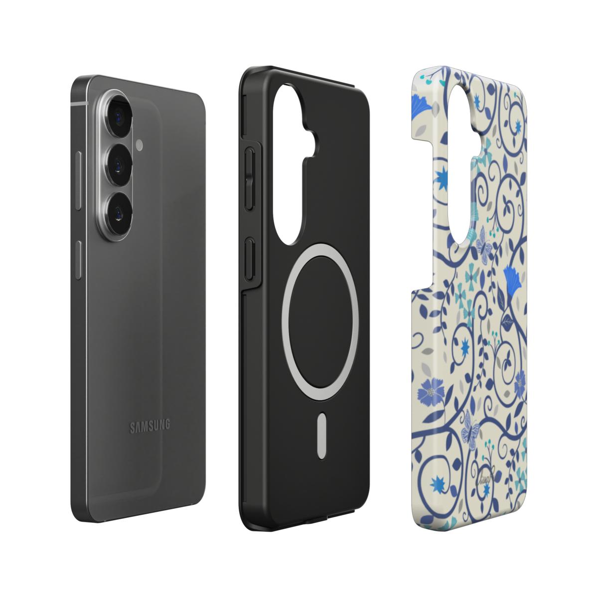 Blue Floral Swirl – Magnetic Tough Phone Case | Elissa Rua