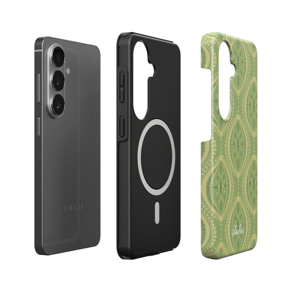 Green Boho Geometric – Magnetic Tough Phone Case | Elissa Rua