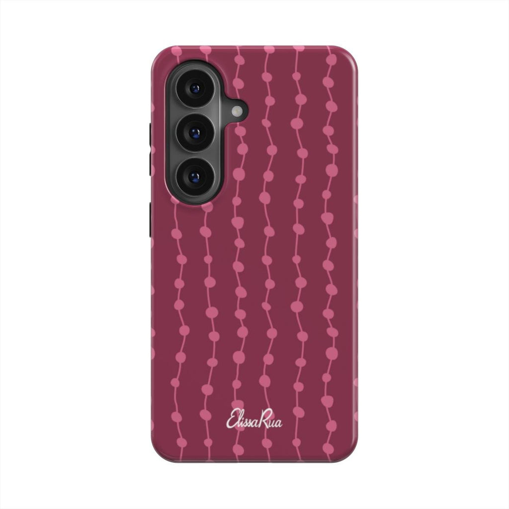 Cherry & Pink Stripe – Magnetic Tough Phone Case | Elissa Rua
