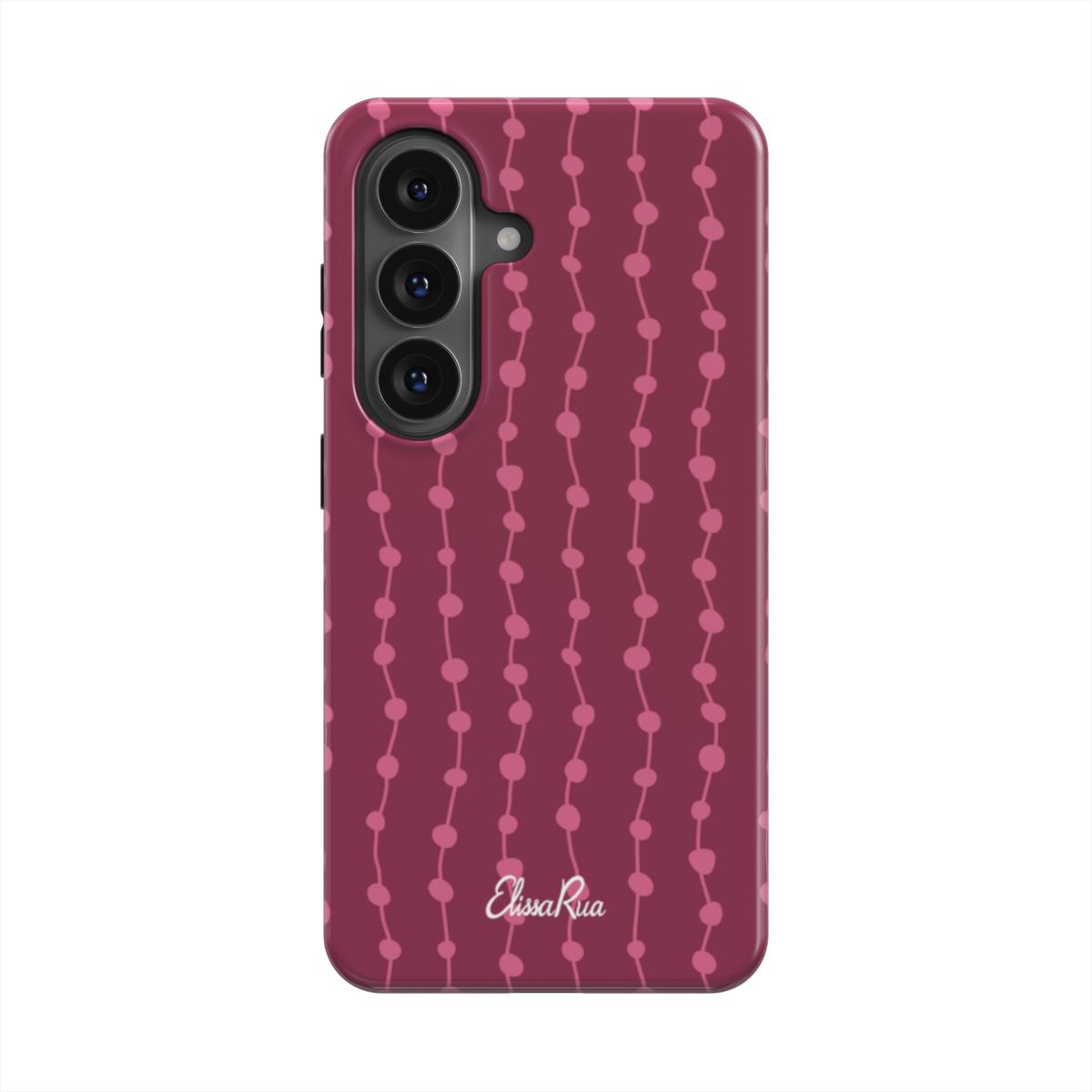 Cherry & Pink Stripe – Magnetic Tough Phone Case | Elissa Rua