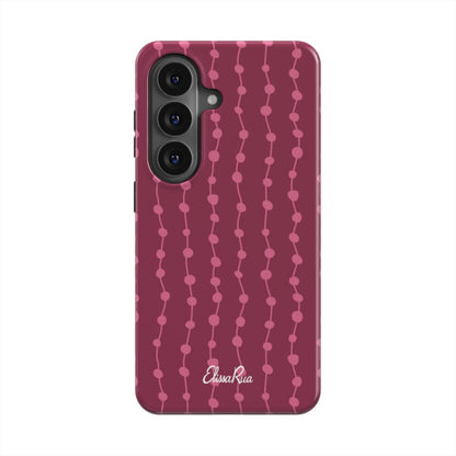 Cherry & Pink Stripe – Magnetic Tough Phone Case | Elissa Rua