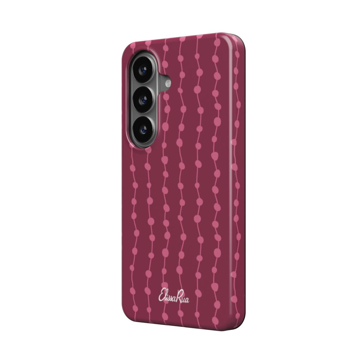 Cherry & Pink Stripe – Magnetic Tough Phone Case | Elissa Rua