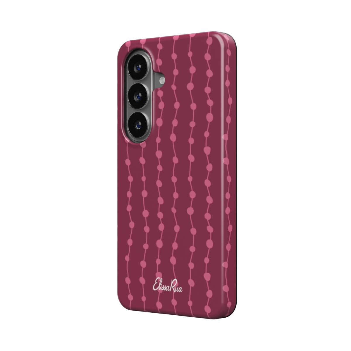 Cherry & Pink Stripe – Magnetic Tough Phone Case | Elissa Rua