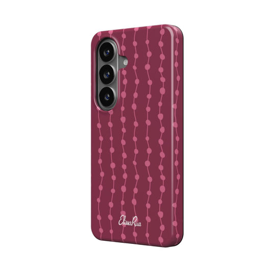 Cherry & Pink Stripe – Magnetic Tough Phone Case | Elissa Rua