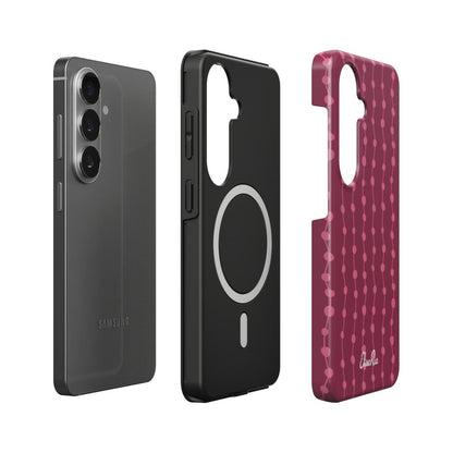 Cherry & Pink Stripe – Magnetic Tough Phone Case | Elissa Rua