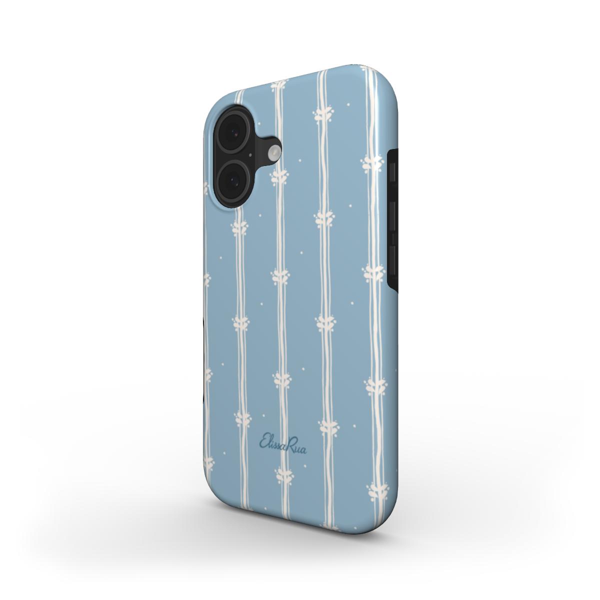 Blue Floral Stripe – Tough Phone Case | Elissa Rua
