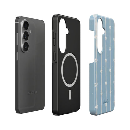 Blue Floral Stripe – Magnetic Tough Phone Case | Elissa Rua
