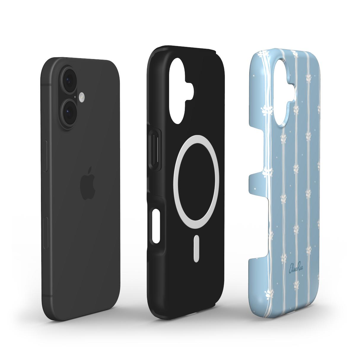 Blue Floral Stripe – MagSafe Tough Phone Case | Elissa Rua