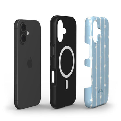 Blue Floral Stripe – MagSafe Tough Phone Case | Elissa Rua