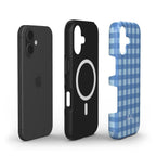 Blue Gingham – MagSafe Tough Phone Case | Classic Check Pattern