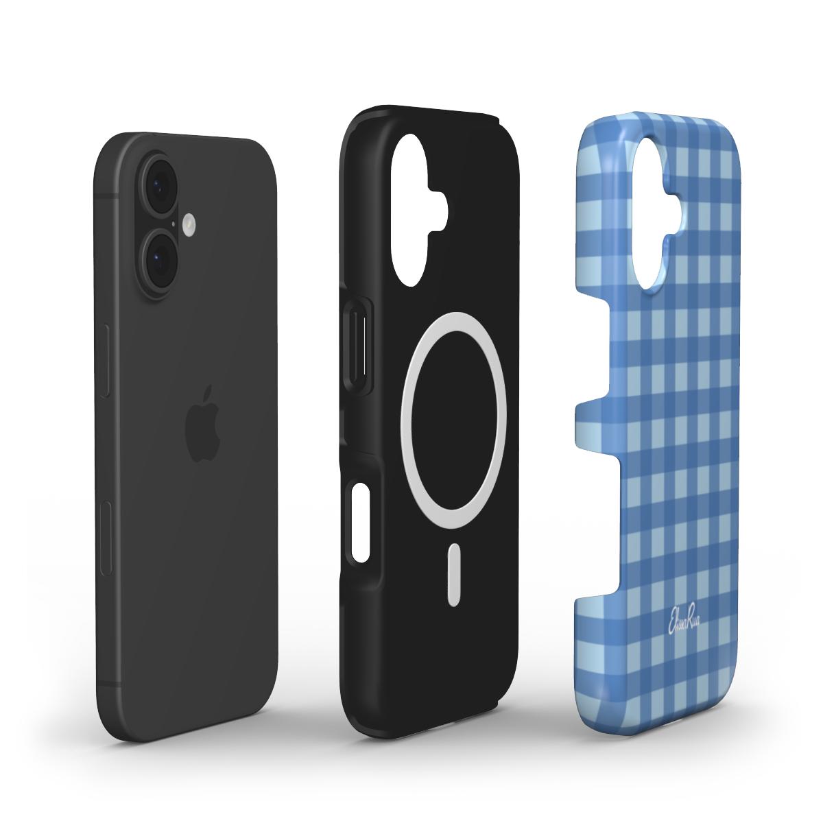 Blue Gingham – MagSafe Tough Phone Case | Classic Check Pattern