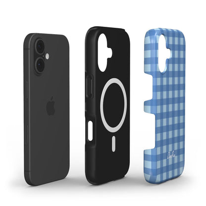 Blue Gingham – MagSafe Tough Phone Case | Classic Check Pattern