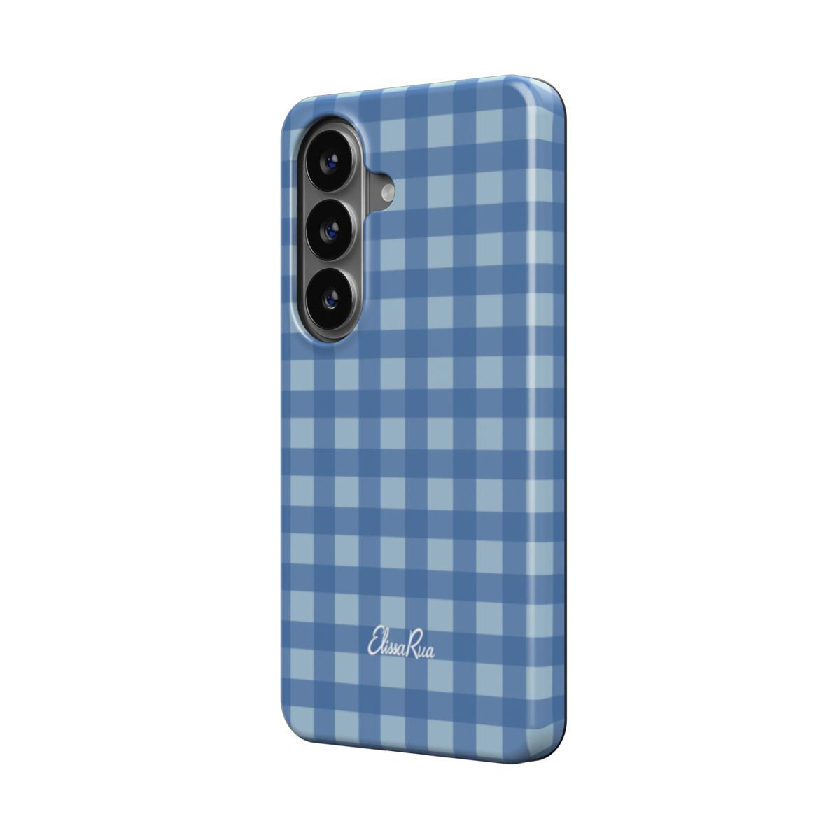 Blue Gingham – Magnetic Tough Phone Case | Classic Check Pattern