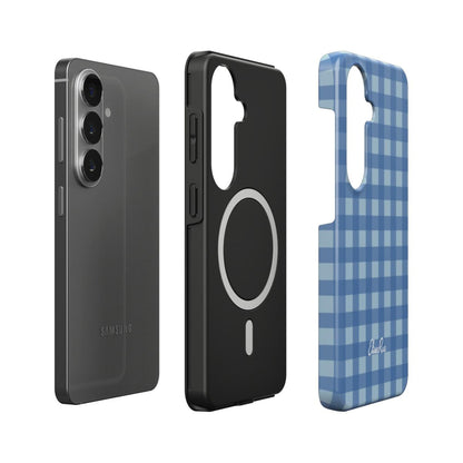 Blue Gingham – Magnetic Tough Phone Case | Classic Check Pattern