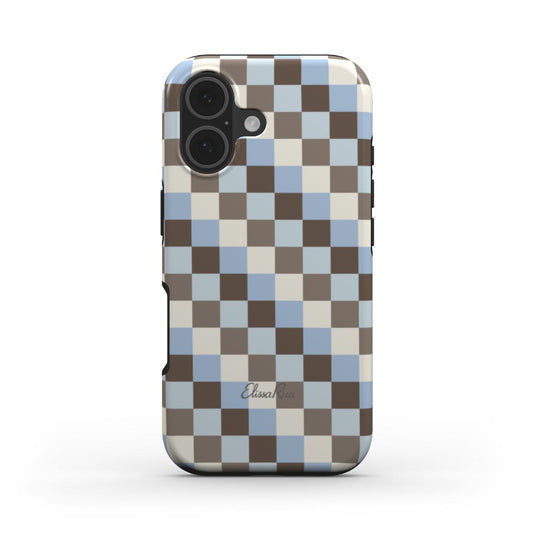 Blue and Brown Check – MagSafe Tough Phone Case | Elissa Rua