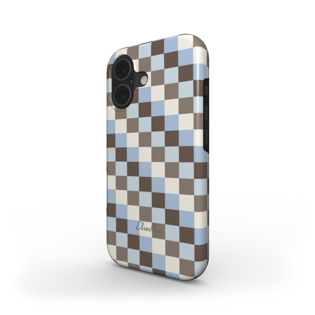 Blauw-bruin ruitpatroon – MagSafe Tough telefoonhoesje | Elissa Rua