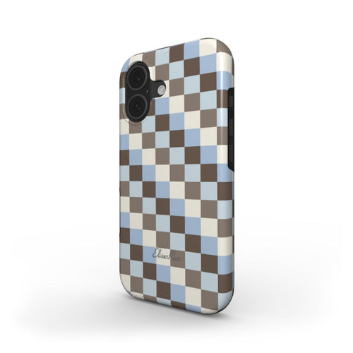 Funda protectora MagSafe con estampado de cuadros azules y marrones | Elissa Rua