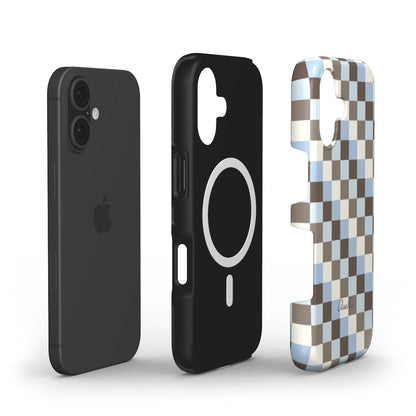 Blue and Brown Check – MagSafe Tough Phone Case | Elissa Rua