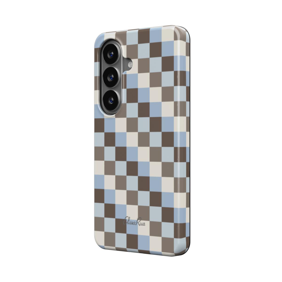 Blue and Brown Check – Magnetic Tough Phone Case | Elissa Rua