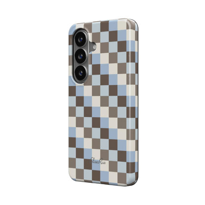 Blue and Brown Check – Magnetic Tough Phone Case | Elissa Rua