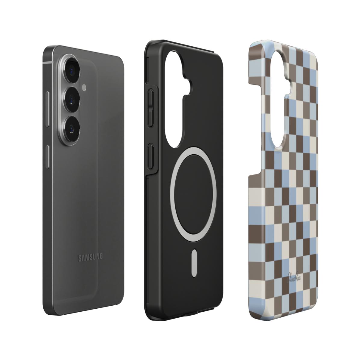 Blue and Brown Check – Magnetic Tough Phone Case | Elissa Rua