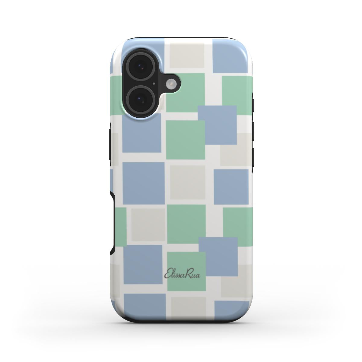 Blue and Green Pastel Squares – MagSafe Tough Phone Case | Elissa Rua