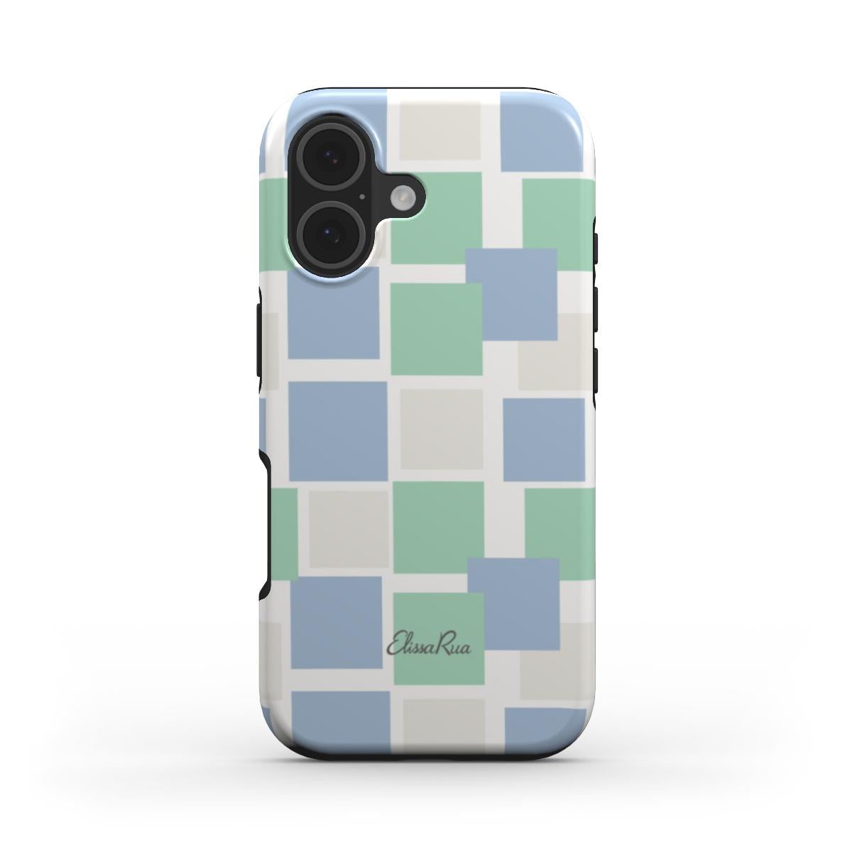 Blaue und grüne Pastell-Quadrate – MagSafe robuste Handyhülle | Elissa Rua