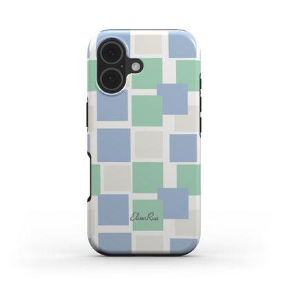 Blue and Green Pastel Squares – MagSafe Tough Phone Case | Elissa Rua