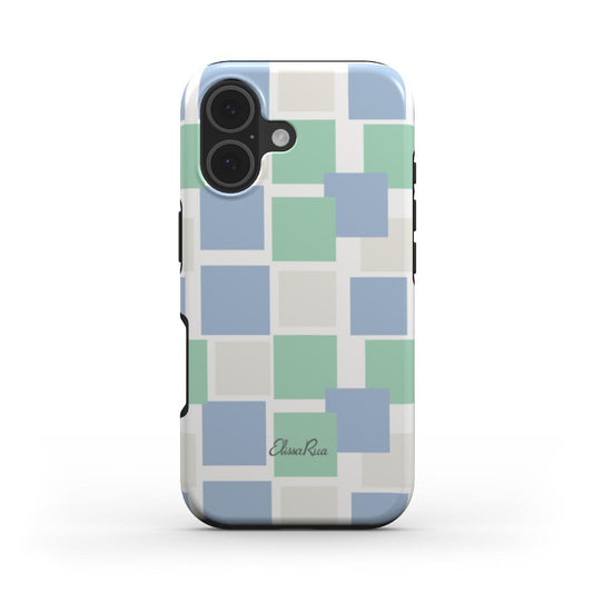 Blue and Green Pastel Squares – MagSafe Tough Phone Case | Elissa Rua
