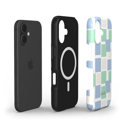 Blue and Green Pastel Squares – MagSafe Tough Phone Case | Elissa Rua