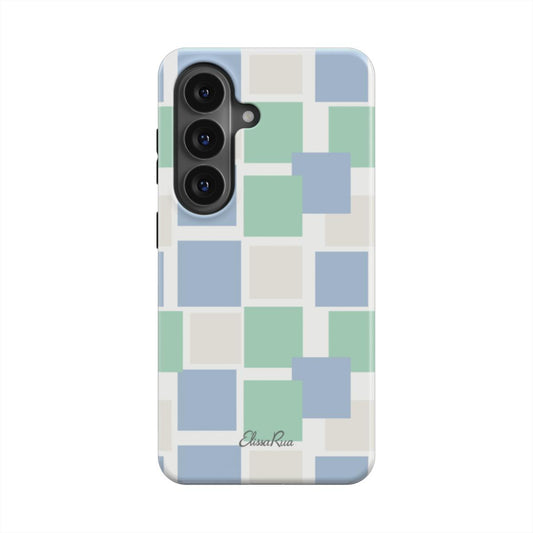 Blue and Green Pastel Squares – Magnetic Tough Phone Case | Elissa Rua