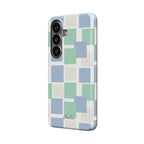 Cuadrados en tonos pastel azules y verdes – Funda magnética resistente para móvil | Elissa Rua