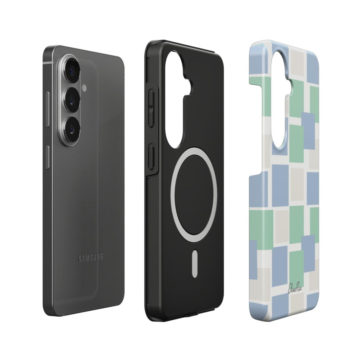 Blue and Green Pastel Squares – Magnetic Tough Phone Case | Elissa Rua