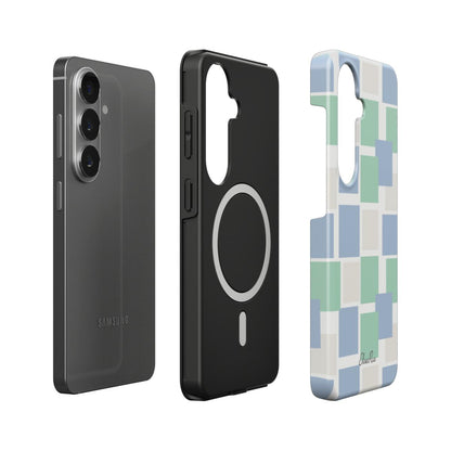 Blue and Green Pastel Squares – Magnetic Tough Phone Case | Elissa Rua