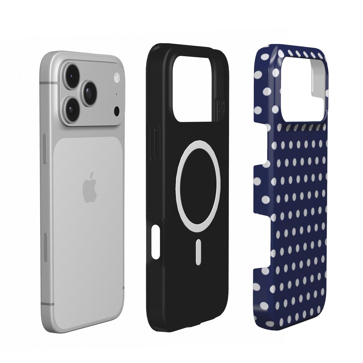 Navy Polka Dot – MagSafe Tough Phone Case | Elissa Rua